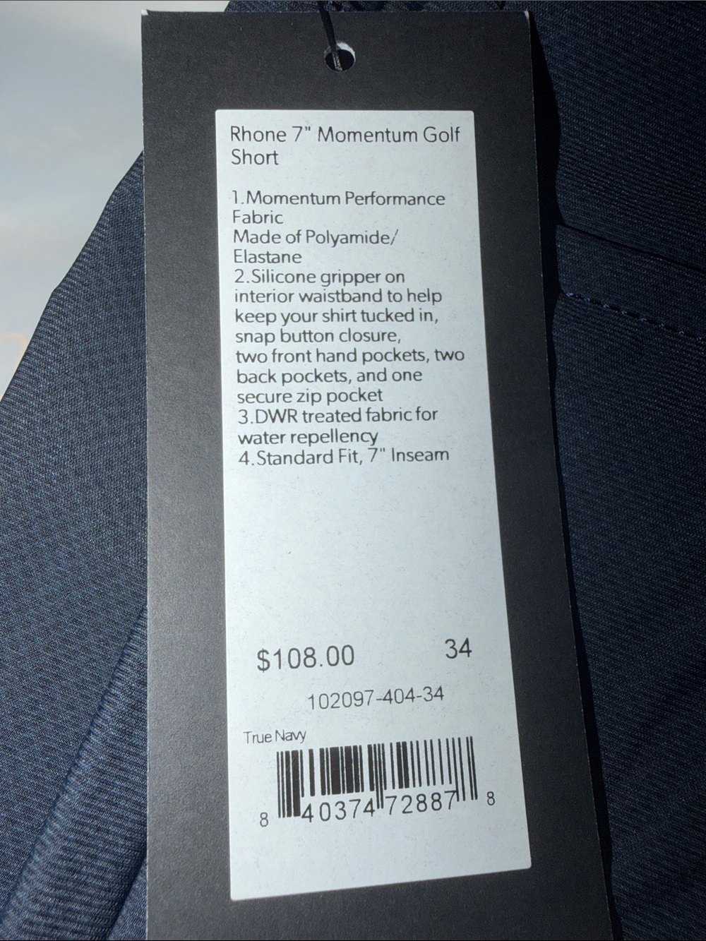 RHONE True Navy Performance Golf Shorts